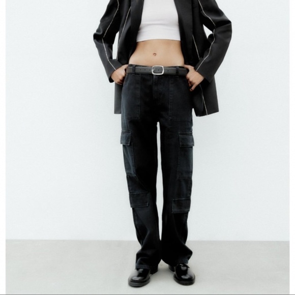Zara Jeans Nwt Zara Cargo Trf Pants Deep Blue Poshmark